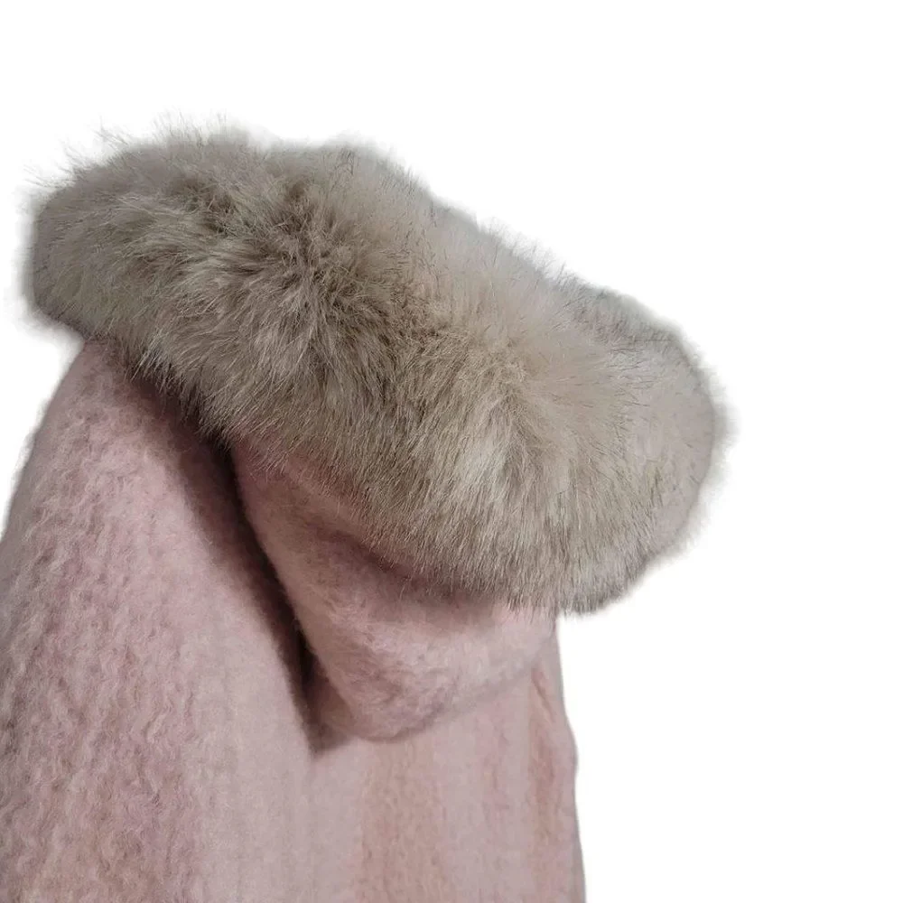 Calvin Klein Faux-Fur-Trimmed Asymmetrical Walker Coat-Size Large - Picture 5 of 10